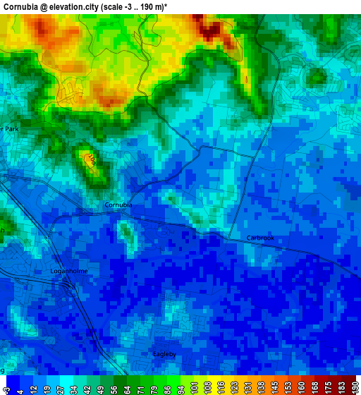 Cornubia elevation map