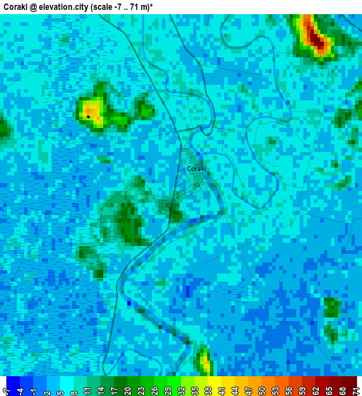 Coraki elevation map