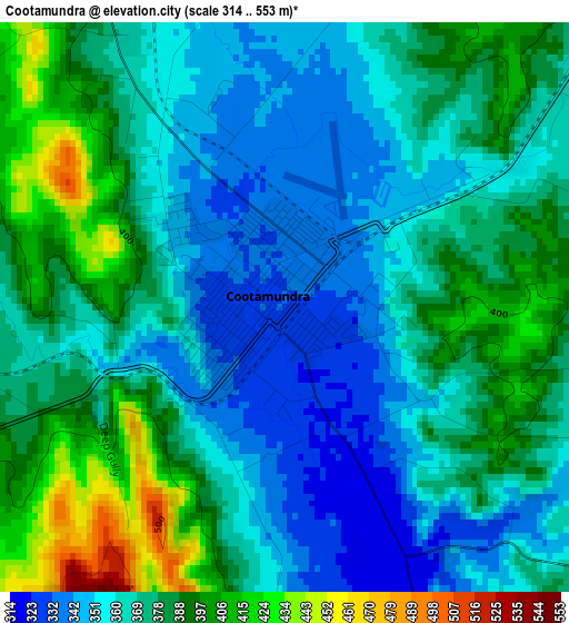 Cootamundra elevation map