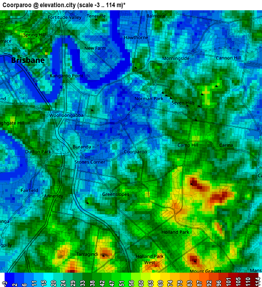 Coorparoo elevation map