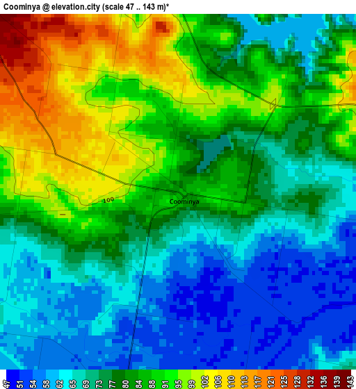 Coominya elevation map