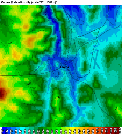 Cooma elevation map