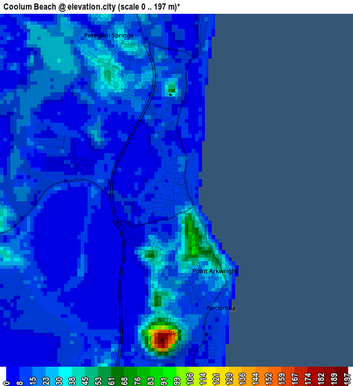 Coolum Beach elevation map