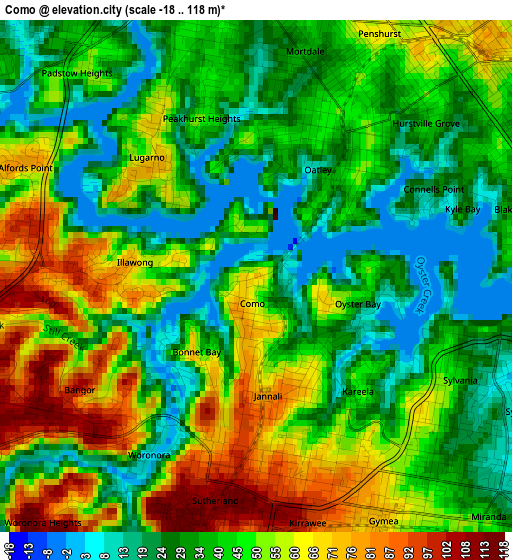 Como elevation map