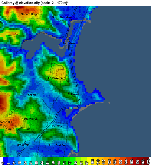 Collaroy elevation map