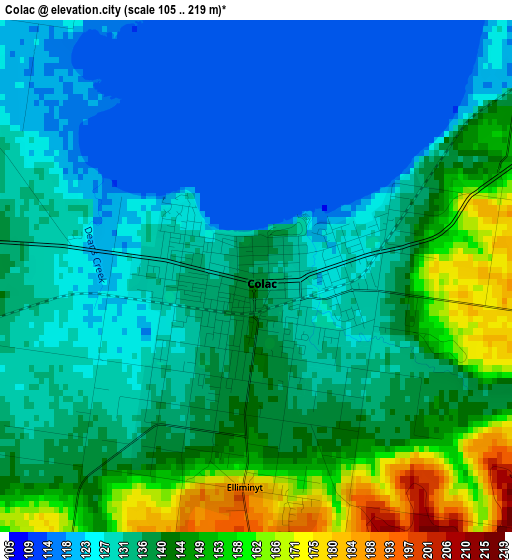 Colac elevation map