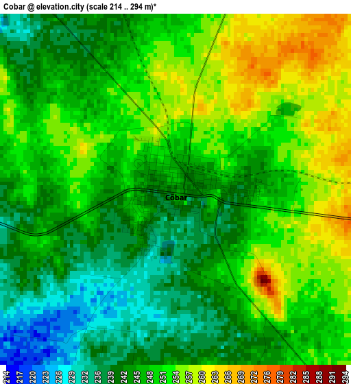 Cobar elevation map