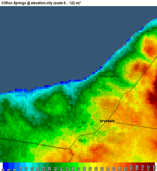 Clifton Springs elevation map