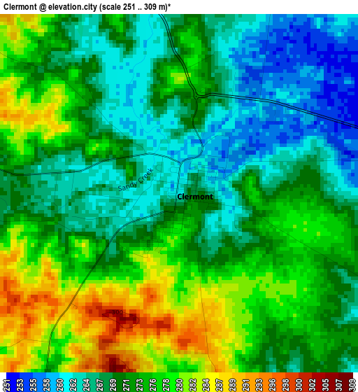 Clermont elevation map