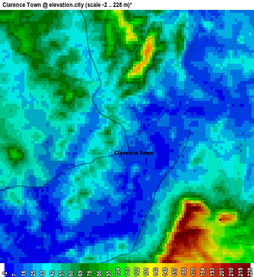 Clarence Town elevation map