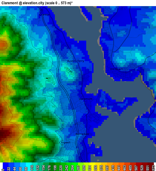 Claremont elevation map