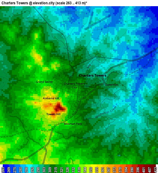 Charters Towers elevation map