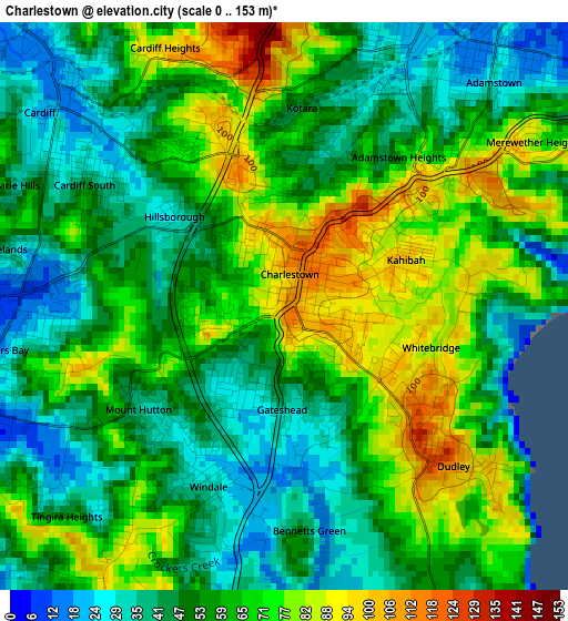 Charlestown elevation map