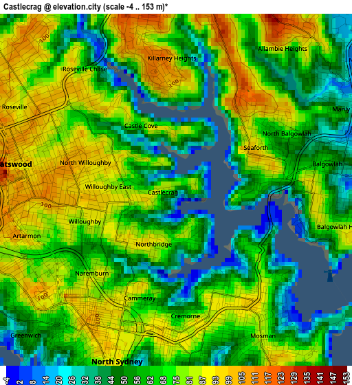 Castlecrag elevation map