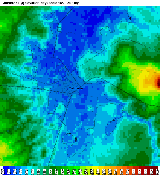 Carisbrook elevation map