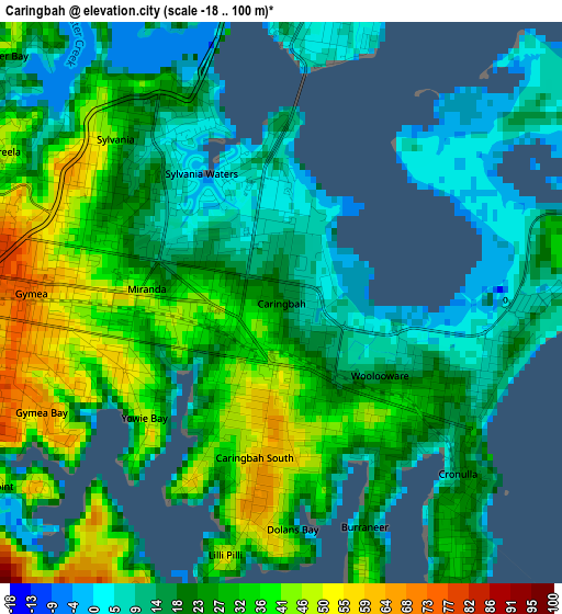 Caringbah elevation map