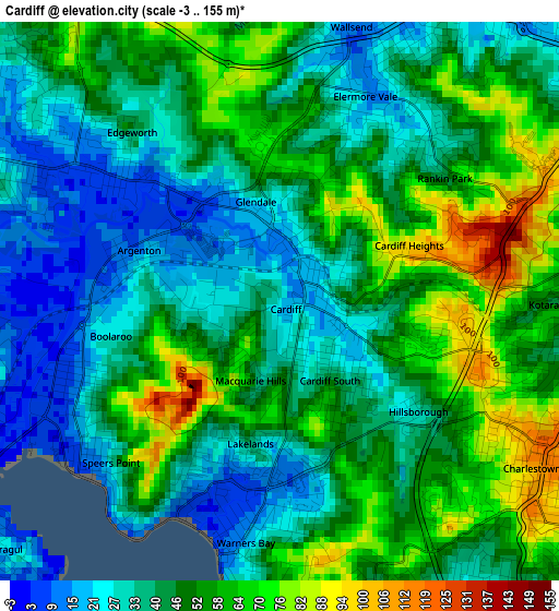 Cardiff elevation map