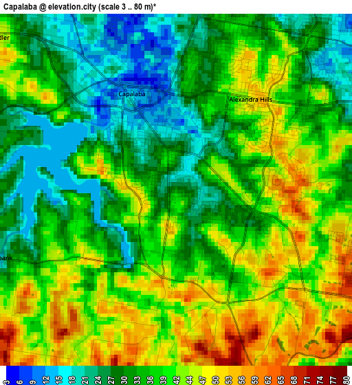 Capalaba elevation map