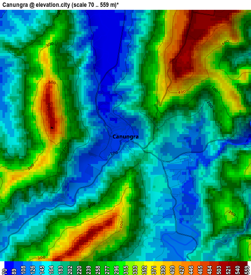 Canungra elevation map