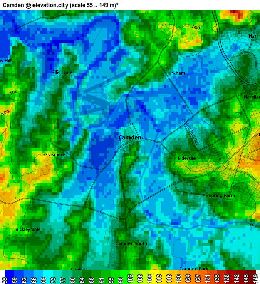 Camden elevation map