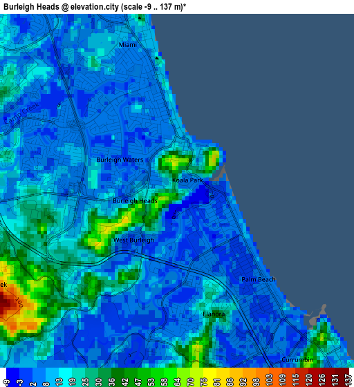 Burleigh Heads elevation map