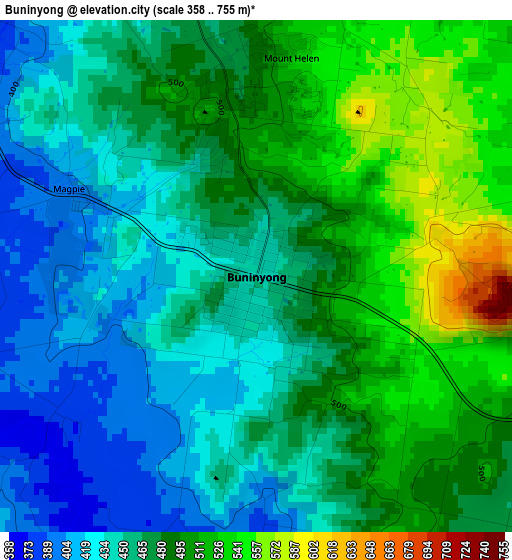 Buninyong elevation map