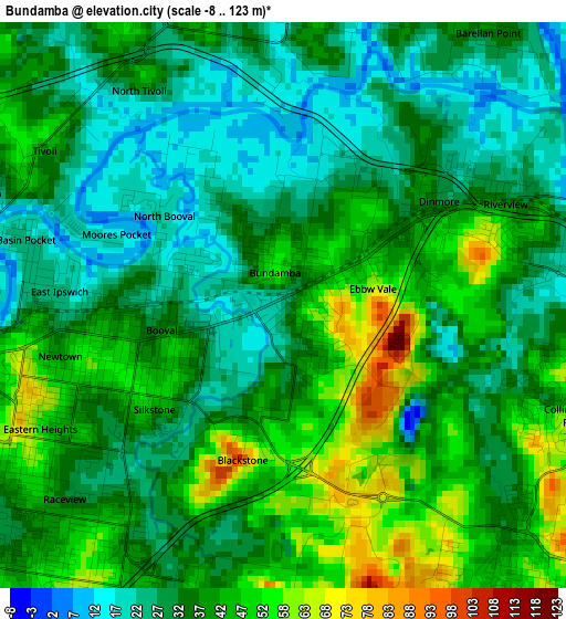 Bundamba elevation map