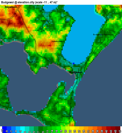 Budgewoi elevation map