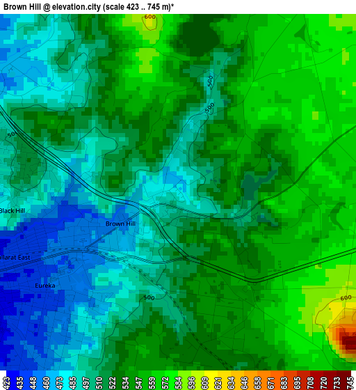 Brown Hill elevation map