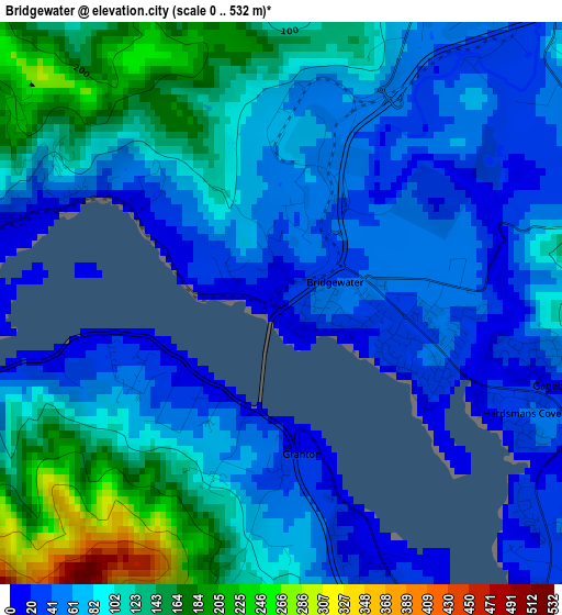 Bridgewater elevation map