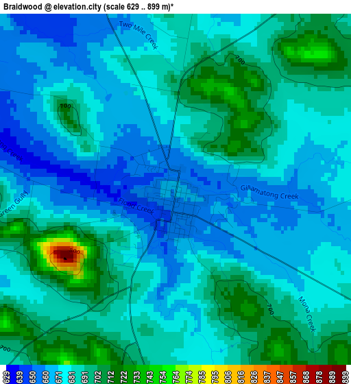 Braidwood elevation map