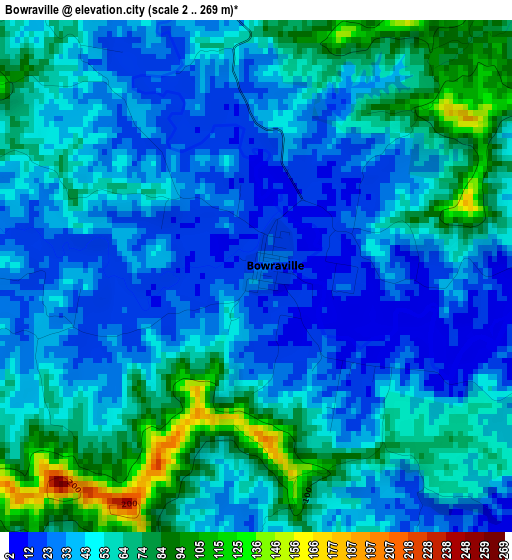 Bowraville elevation map