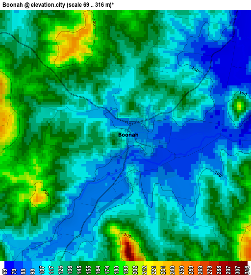 Boonah elevation map