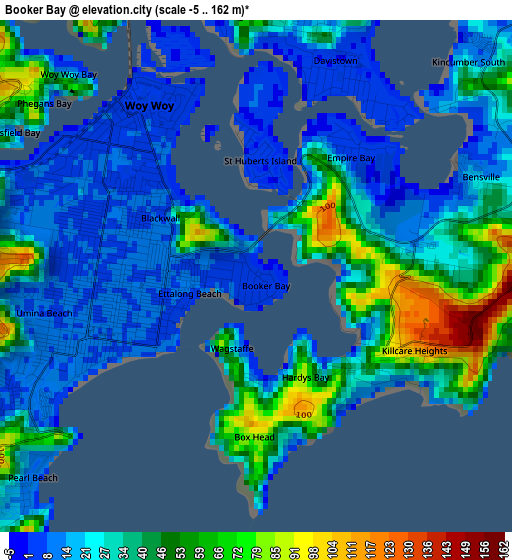 Booker Bay elevation map