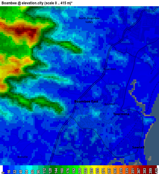 Boambee elevation map