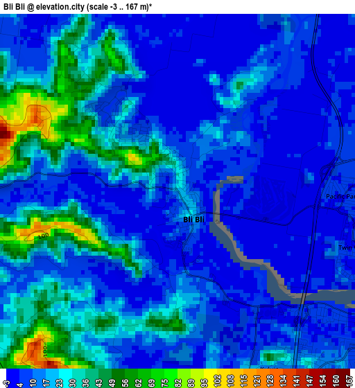 Bli Bli elevation map