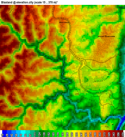 Blaxland elevation map