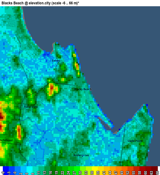 Blacks Beach elevation map