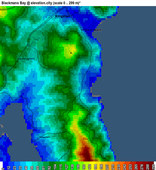 Blackmans Bay elevation map