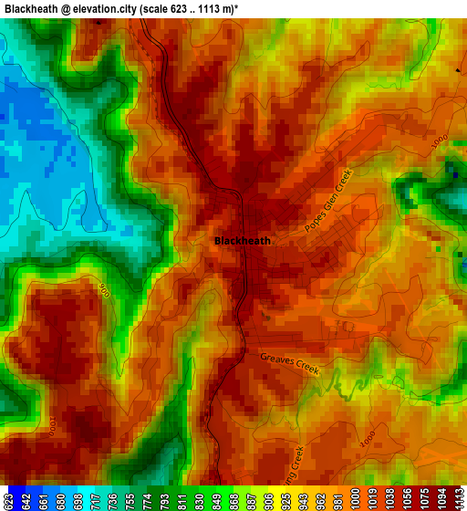 Blackheath elevation map