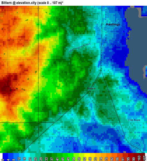 Bittern elevation map