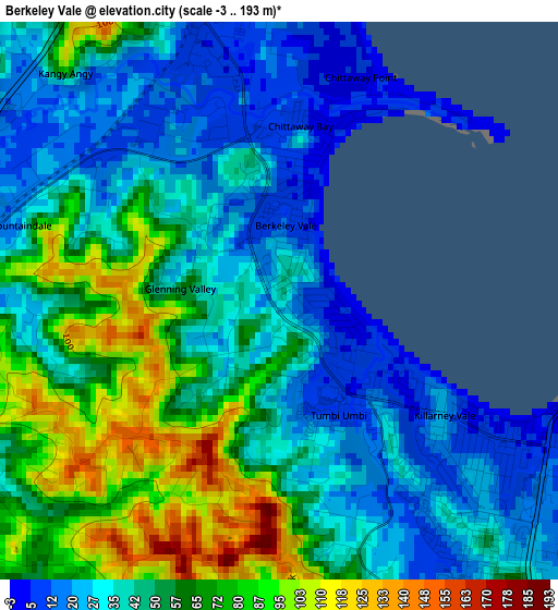 Berkeley Vale elevation map