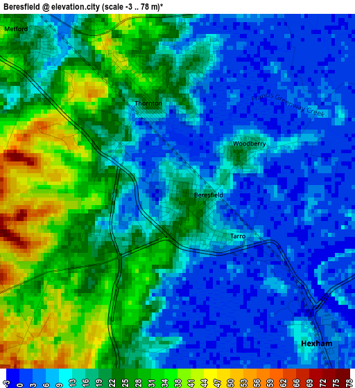 Beresfield elevation map