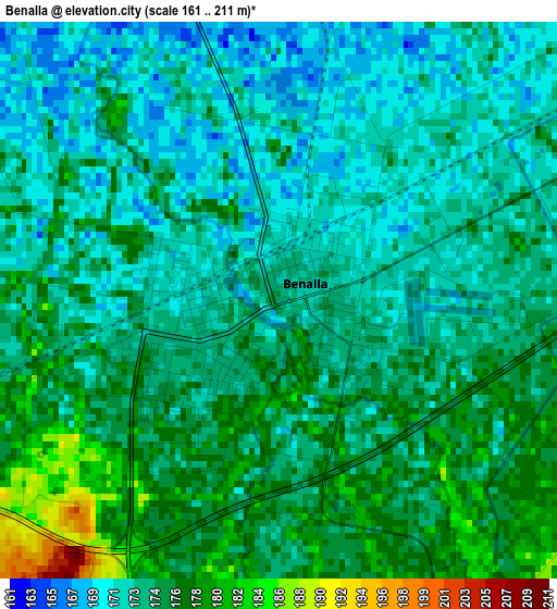 Benalla elevation map