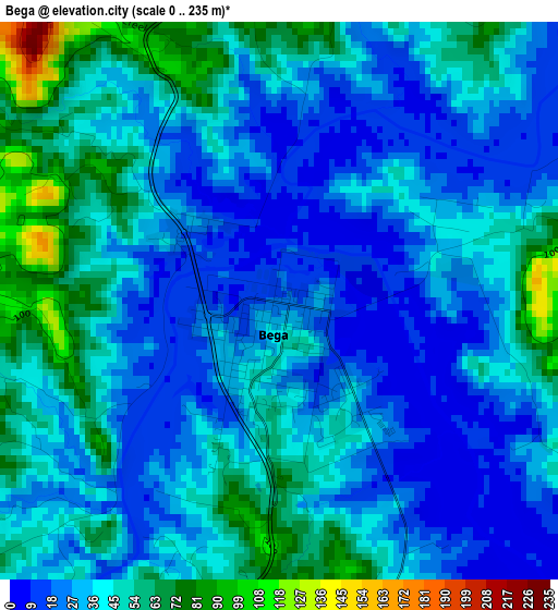 Bega elevation map