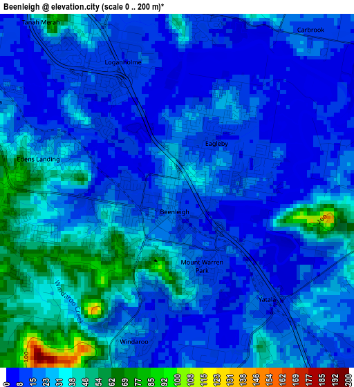 Beenleigh elevation map