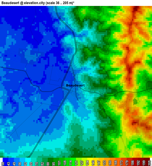 Beaudesert elevation map