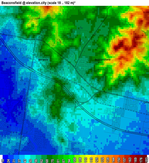 Beaconsfield elevation map