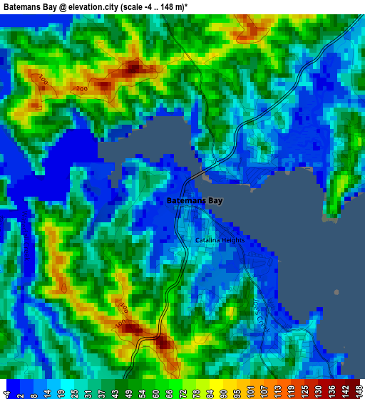 Batemans Bay elevation map