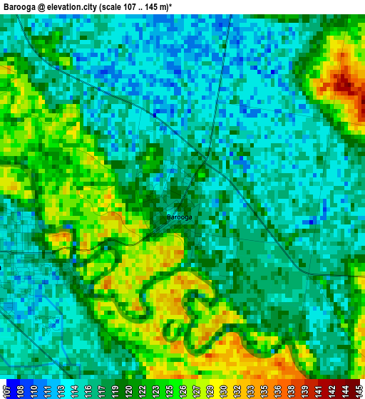 Barooga elevation map